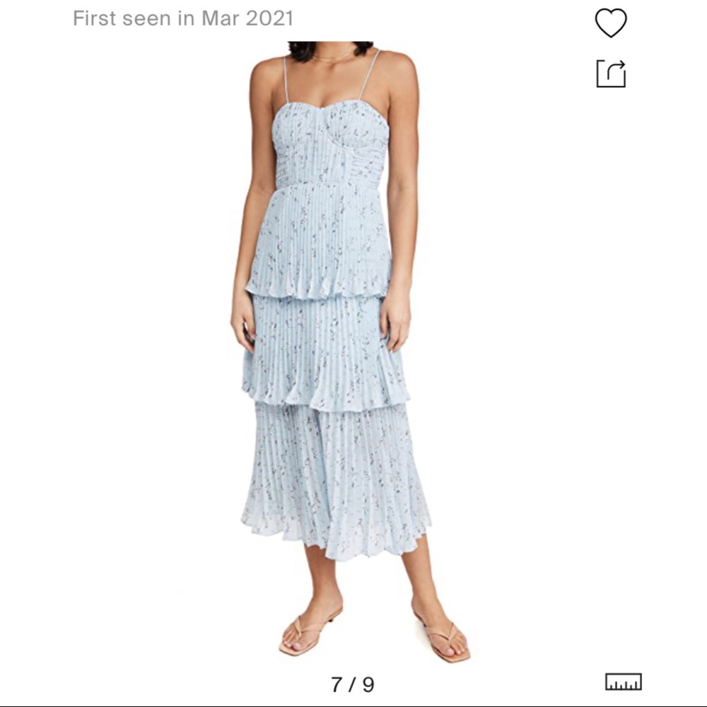 Metallic Floral Tiered Midi Dress by Self Portrait - Picture 7 of 9